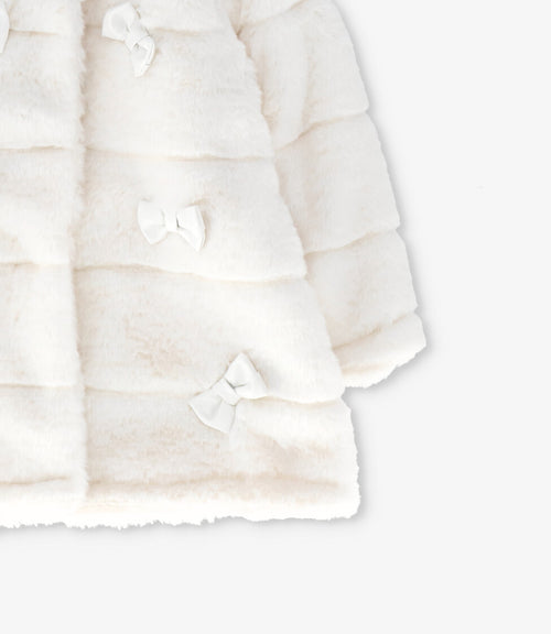 Chaqueta bebé con lazos 3 meses / Crudo
