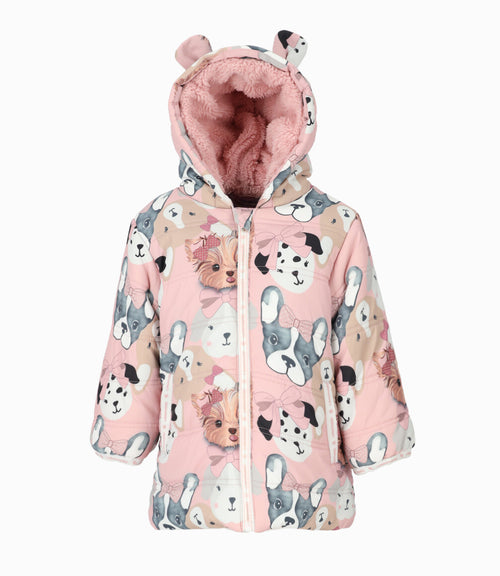 Parka bebé niña con perrito 3 meses / Rosado