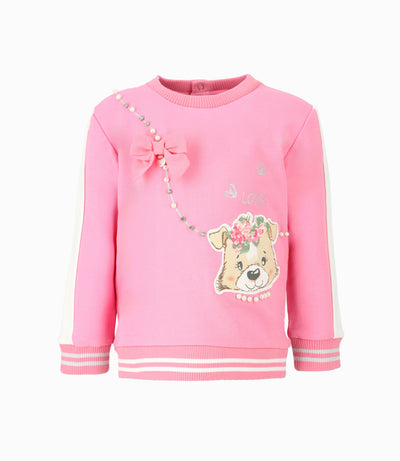 Polerón bebé con perro y perlas 3 meses / Coral