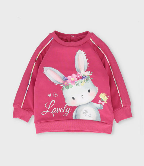 Polerón bebé con conejo 3 meses / Coral