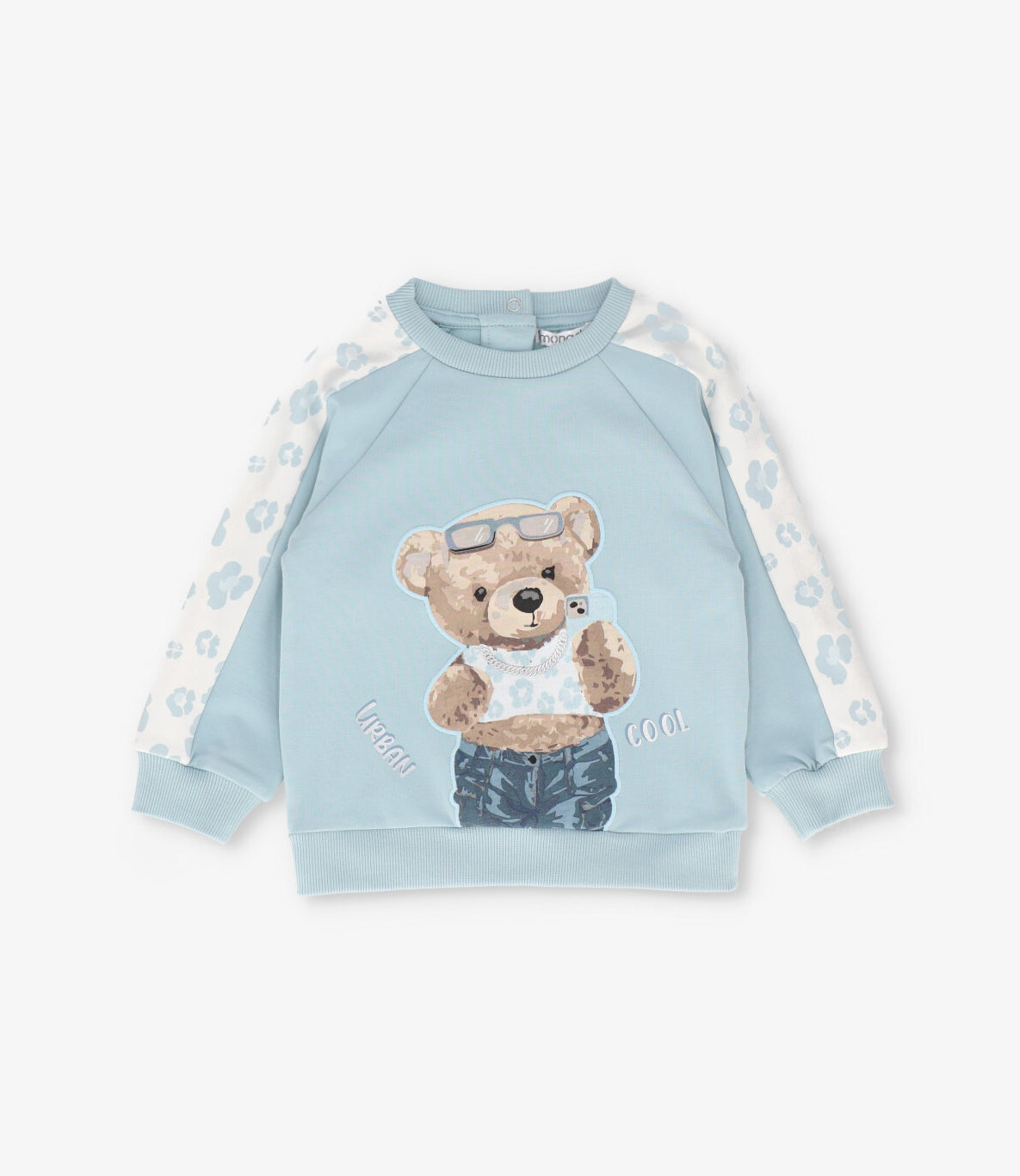 Polerón bebé animal print y oso