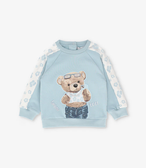 Polerón bebé animal print y oso