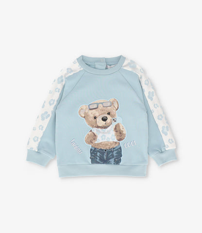 Polerón bebé animal print y oso