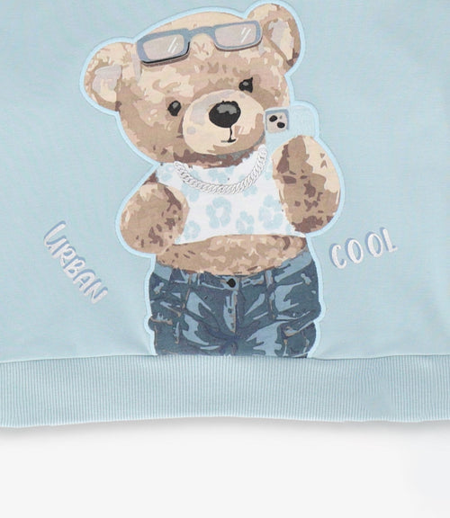 Polerón bebé animal print y oso