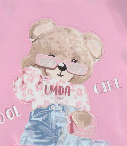 Polerón bebé animal print y oso