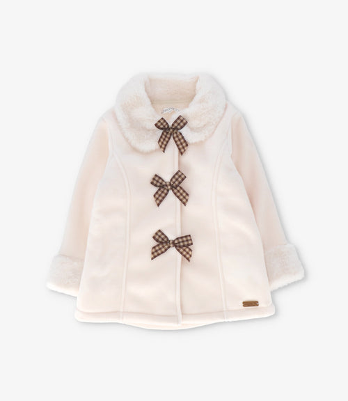 Abrigo bebé con lazos 3 meses / Crudo