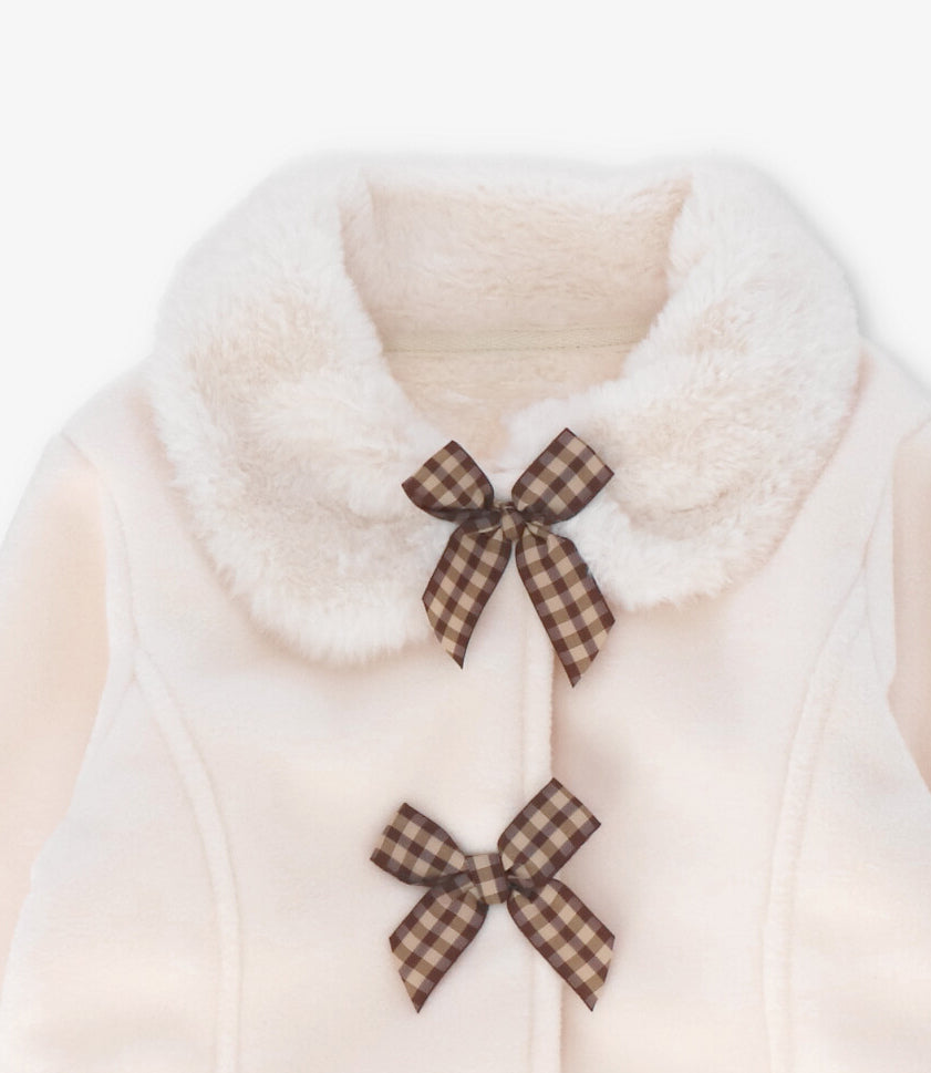 Abrigo bebé con lazos 3 meses / Crudo