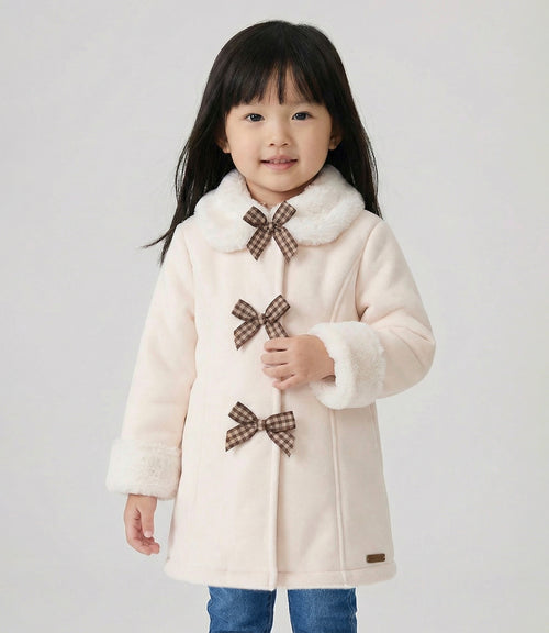 Abrigo bebé con lazos 3 meses / Crudo