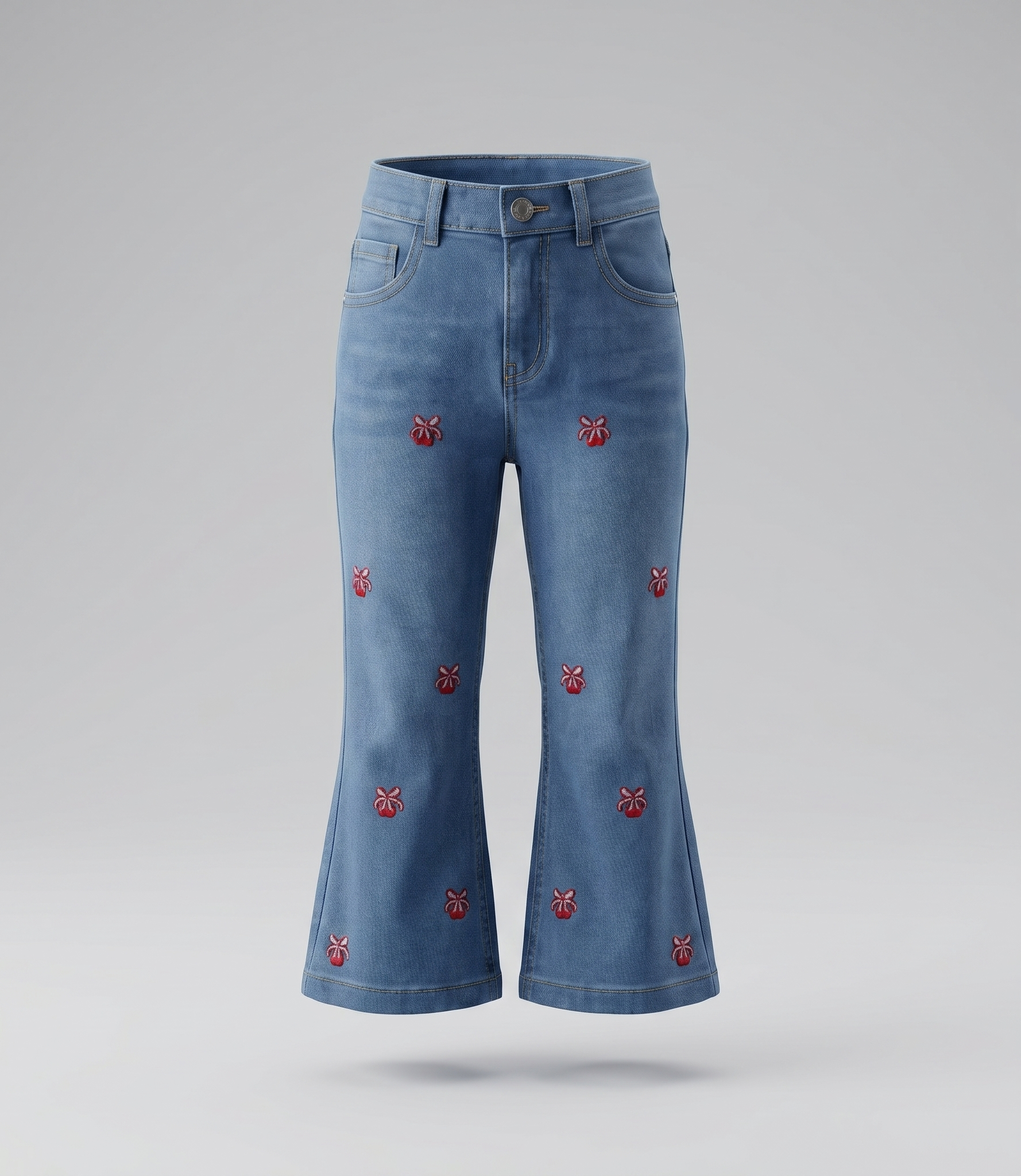 Jeans bebé flare con cherry 3 meses / Celeste