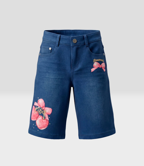 Jeans bebé wide leg con cherry y lazos 3 meses / Azul Marino