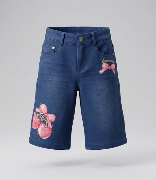 Jeans bebé wide leg con cherry y lazos 3 meses / Azul Marino