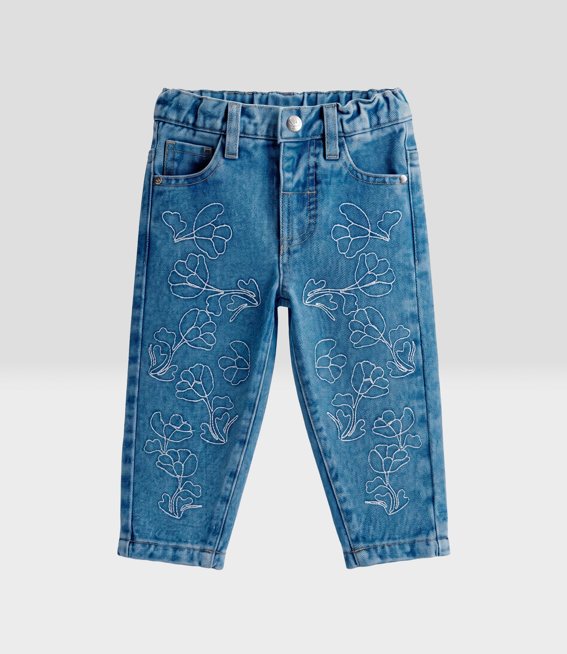 Jeans bebé mom con bordado 3 meses / Azul