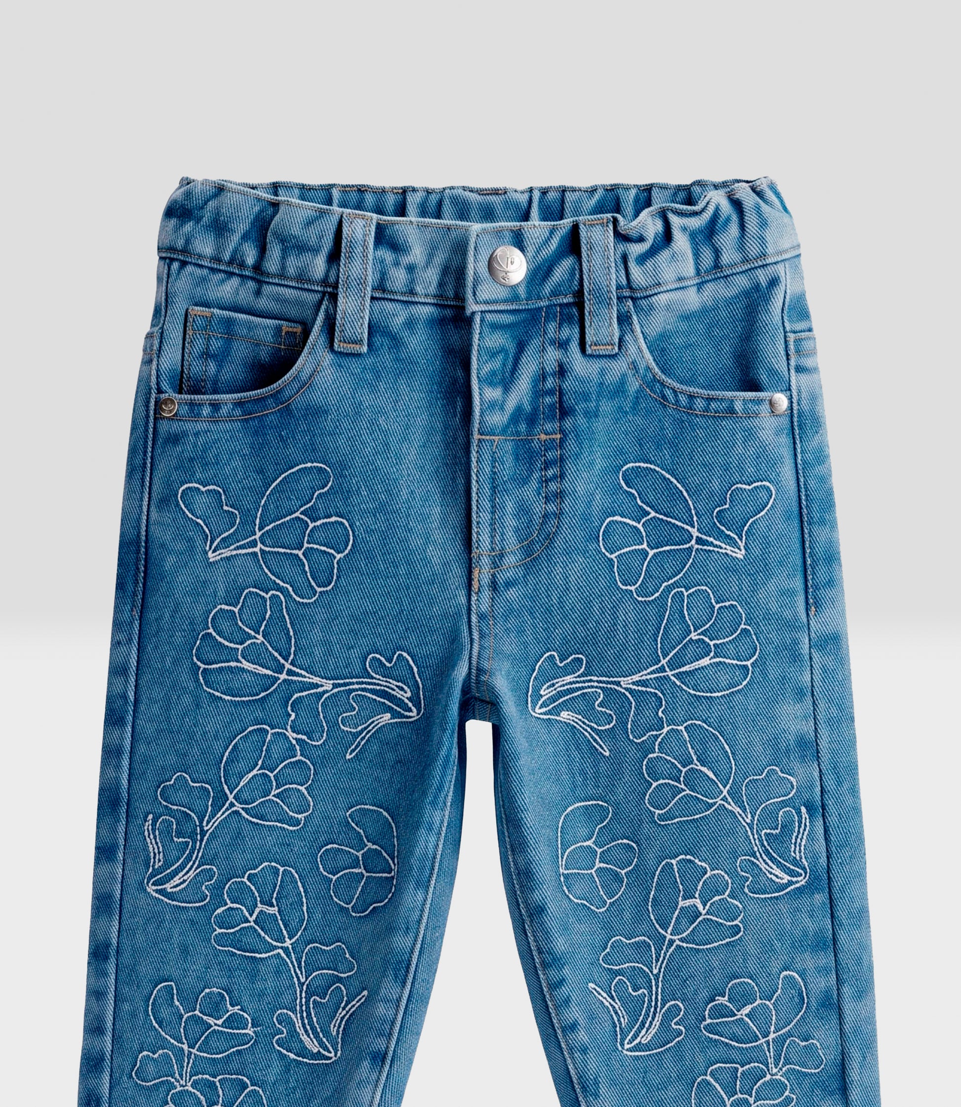 Jeans bebé mom con bordado 3 meses / Azul