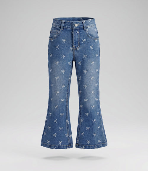 Jeans bebé flare con lazos