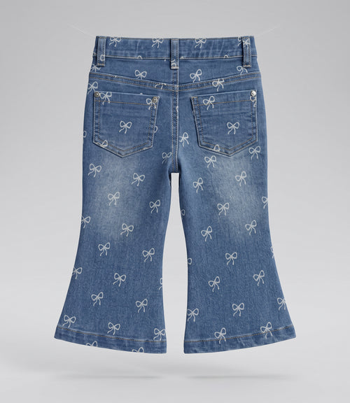 Jeans bebé flare con lazos 3 meses / Celeste