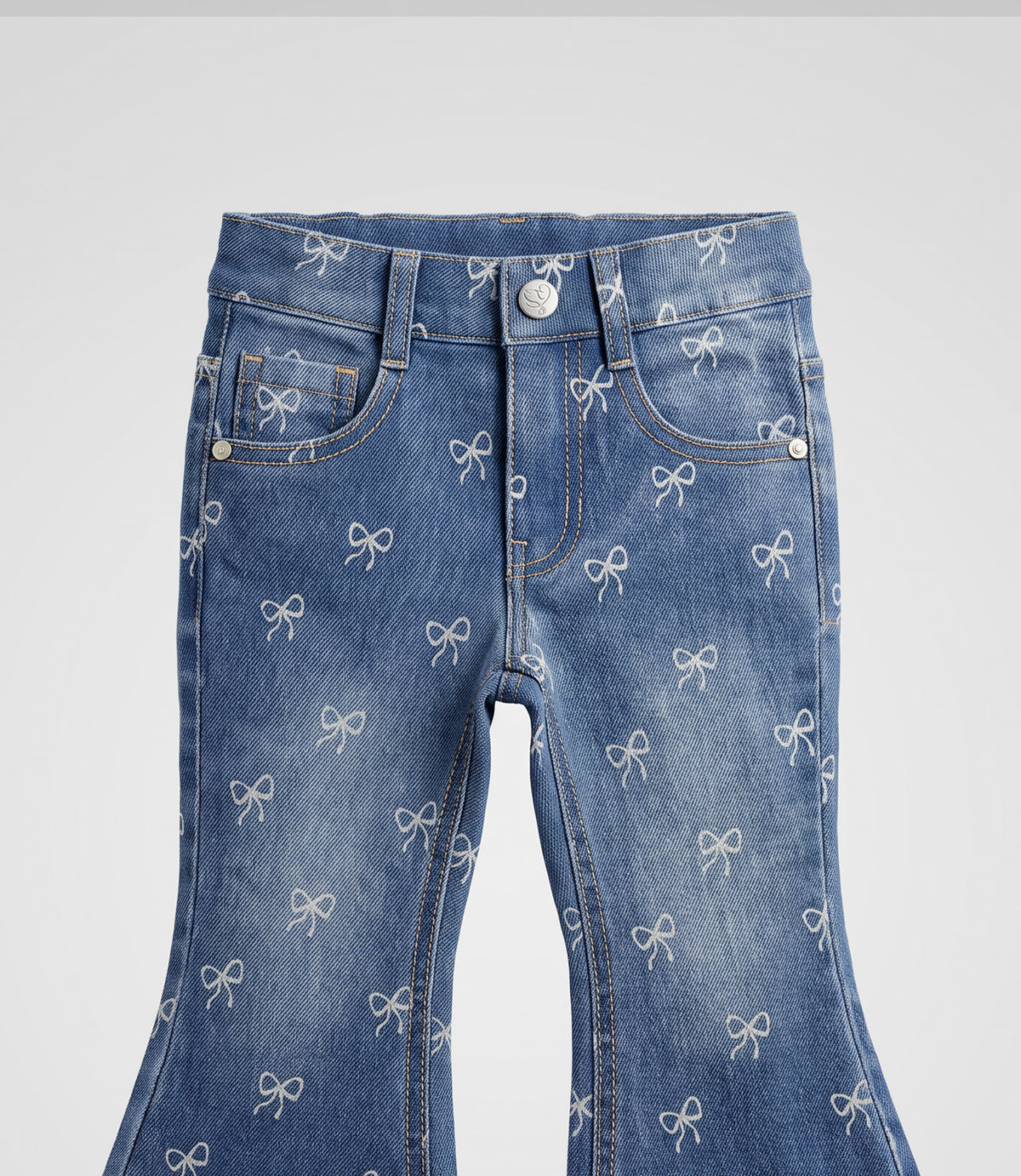 Jeans bebé flare con lazos 3 meses / Celeste
