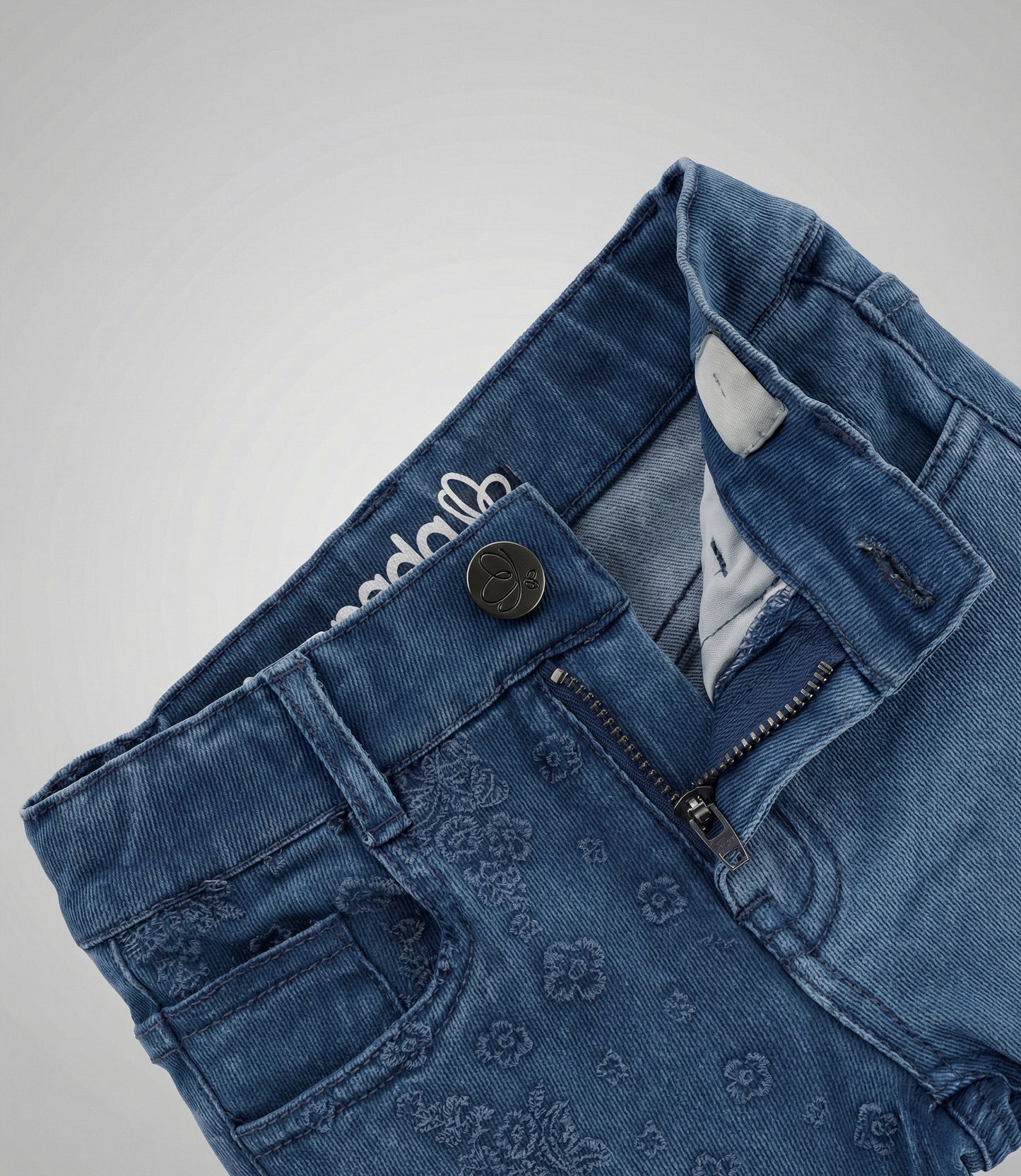 Jeans Bebé Patchwork Con Oso 3 meses / Azul Marino