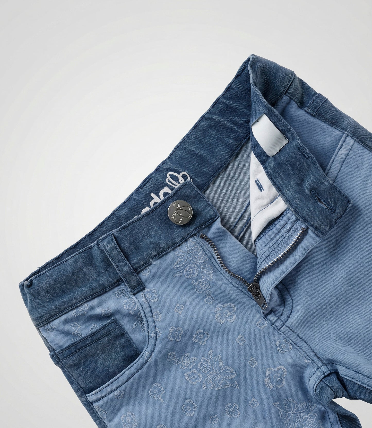 Jeans Bebé Patchwork Con Oso 3 meses / Celeste