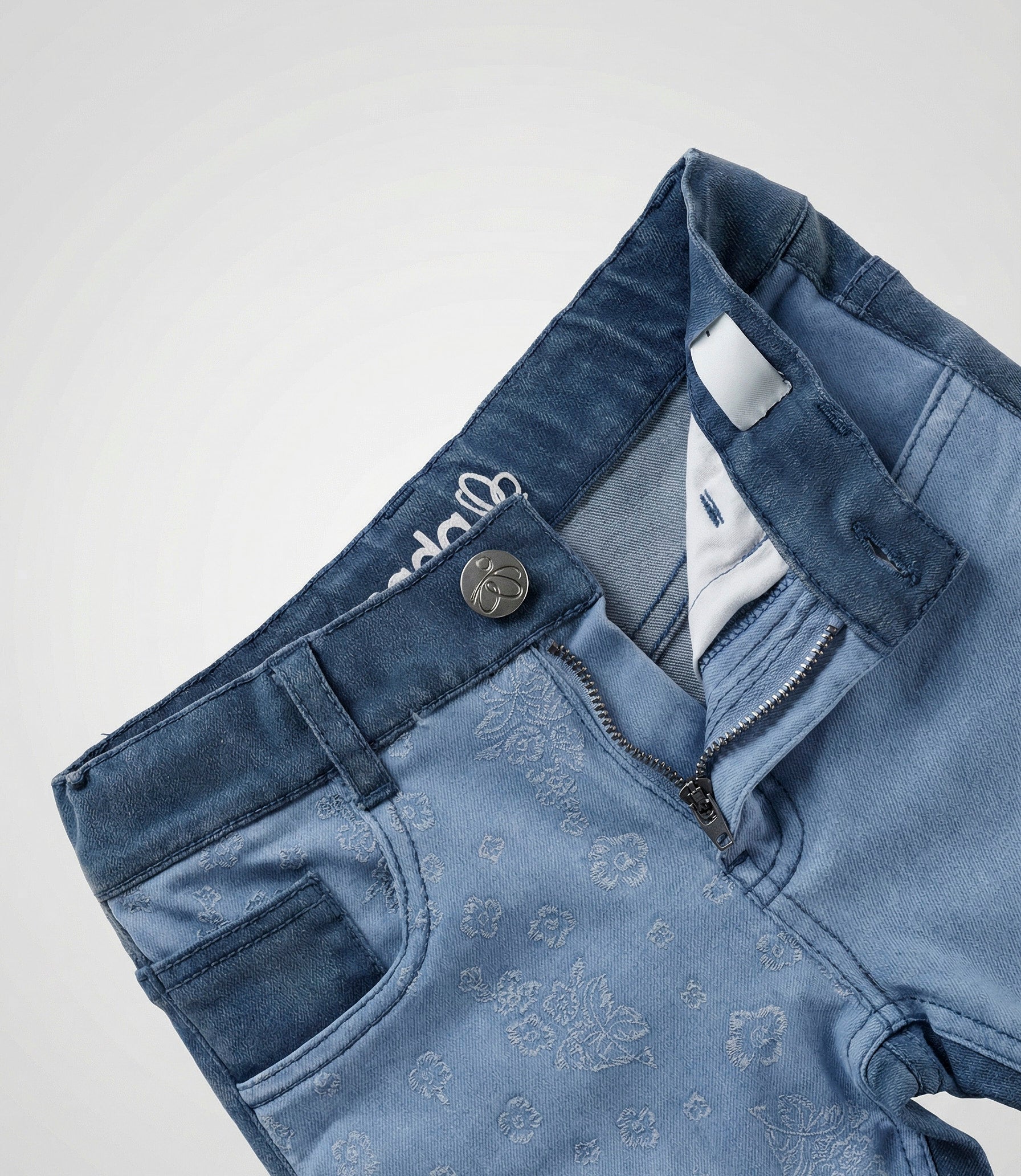 Jeans Bebé Patchwork Con Oso 3 meses / Celeste