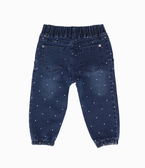 Jeans bebé niña con puntos 3 meses / Azul Marino