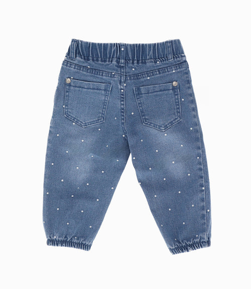 Jeans bebé niña con puntos 3 meses / Celeste