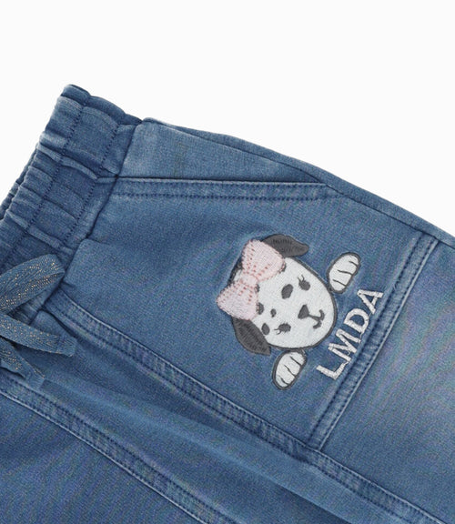 Jeans bebé niña con perrito 3 meses / Celeste