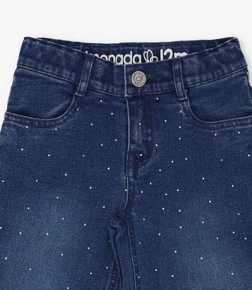 Jeans bebé con vuelos y brillos 3 meses / Azul Marino