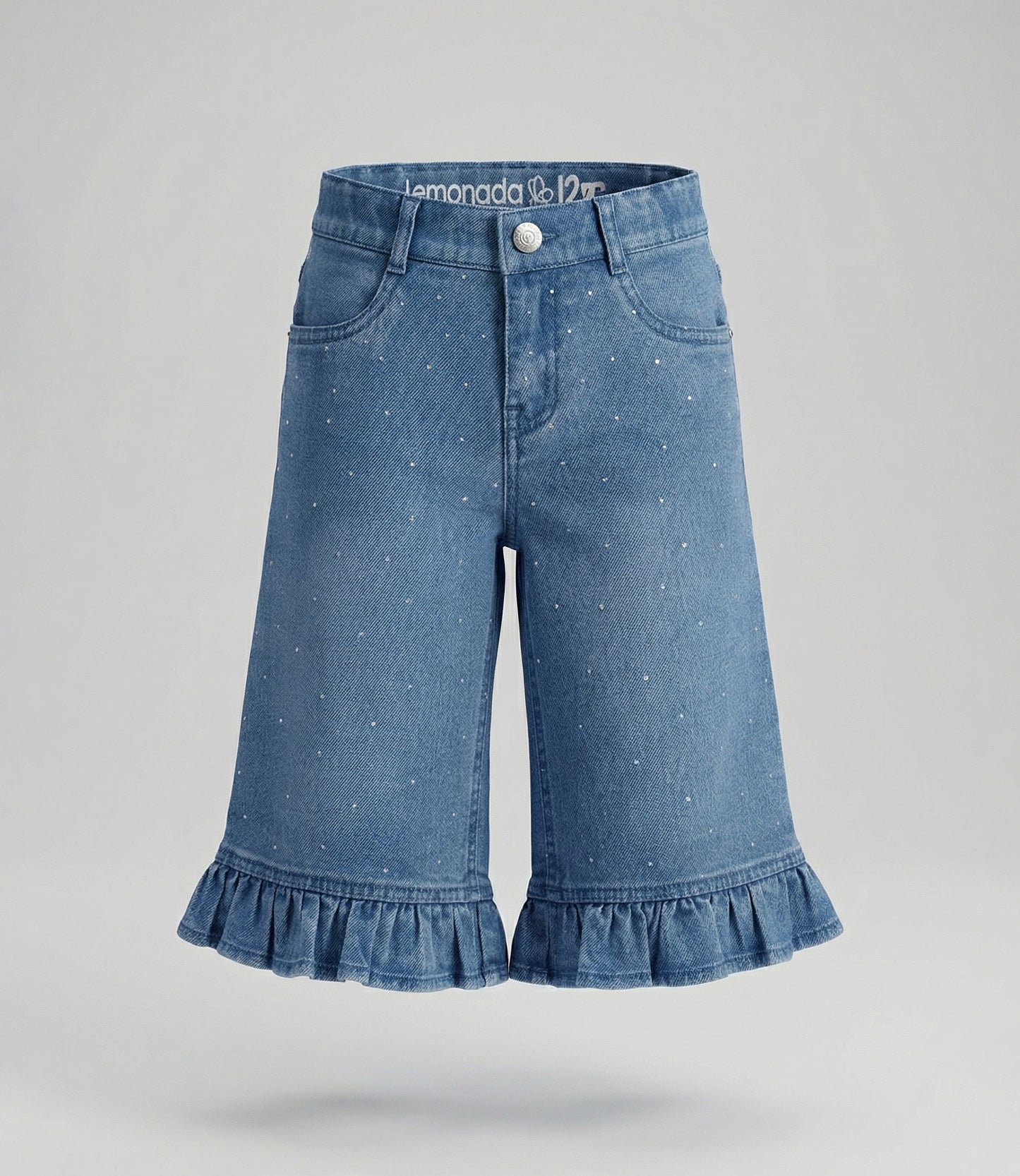 Jeans bebé con vuelos y brillos 3 meses / Celeste