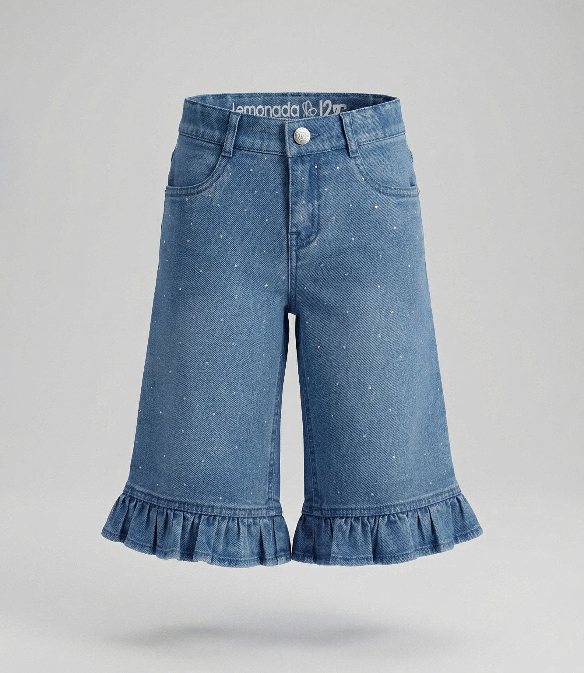 Jeans bebé con vuelos y brillos 3 meses / Celeste