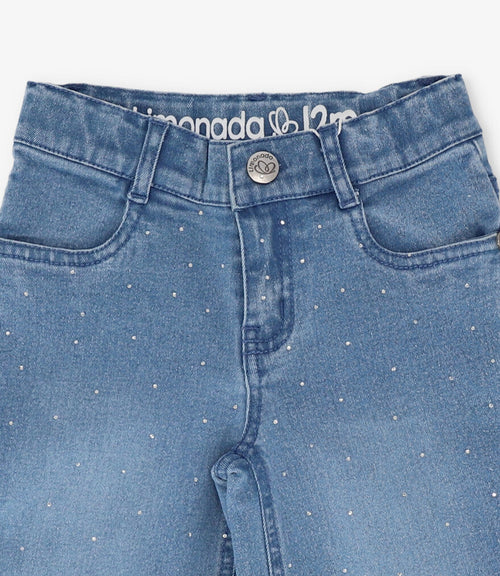 Jeans bebé con vuelos y brillos 3 meses / Celeste