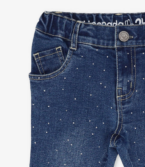 Jeans bebé con flores 3 meses / Azul Marino