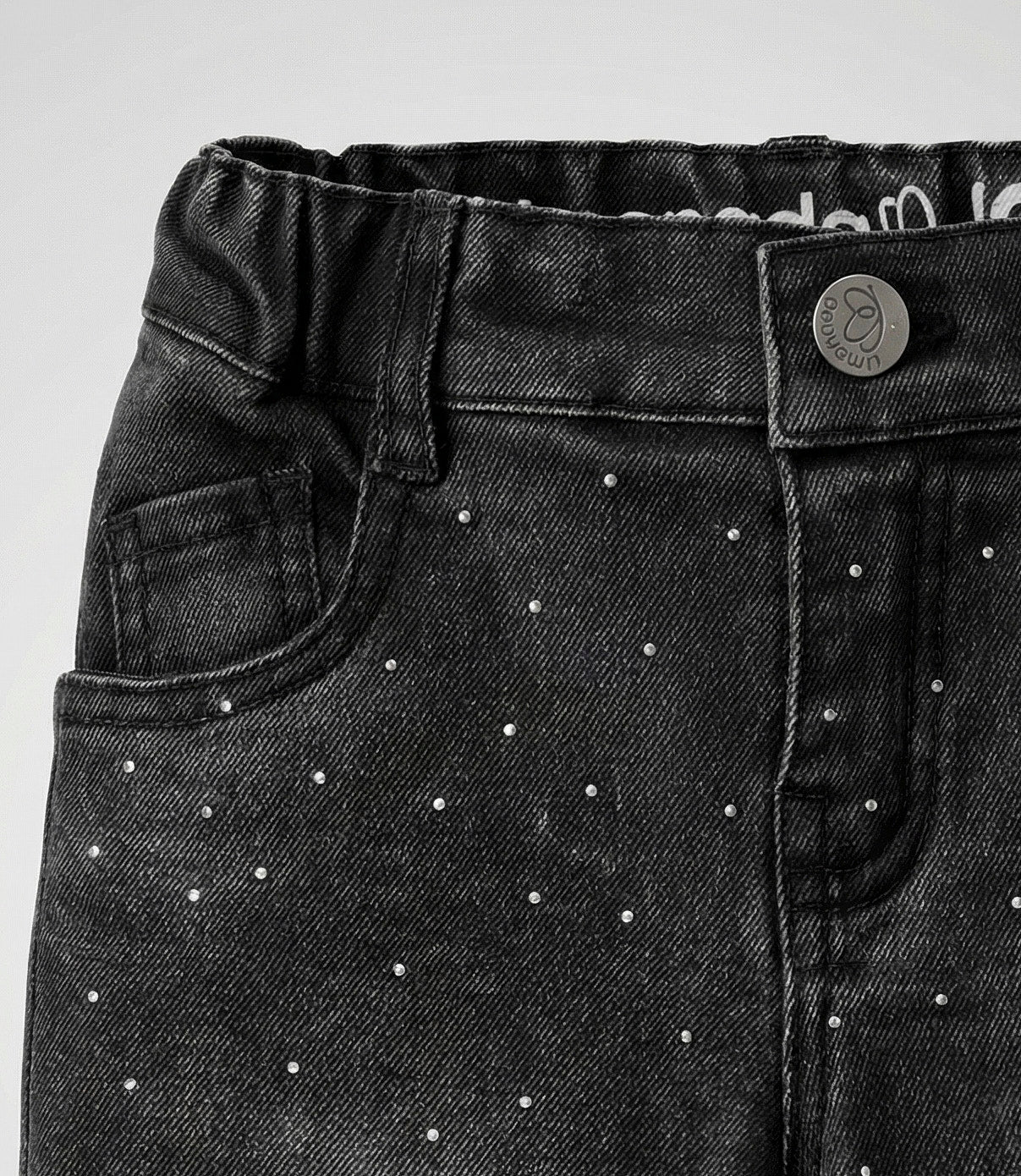 Jeans bebé con flores 3 meses / Gris