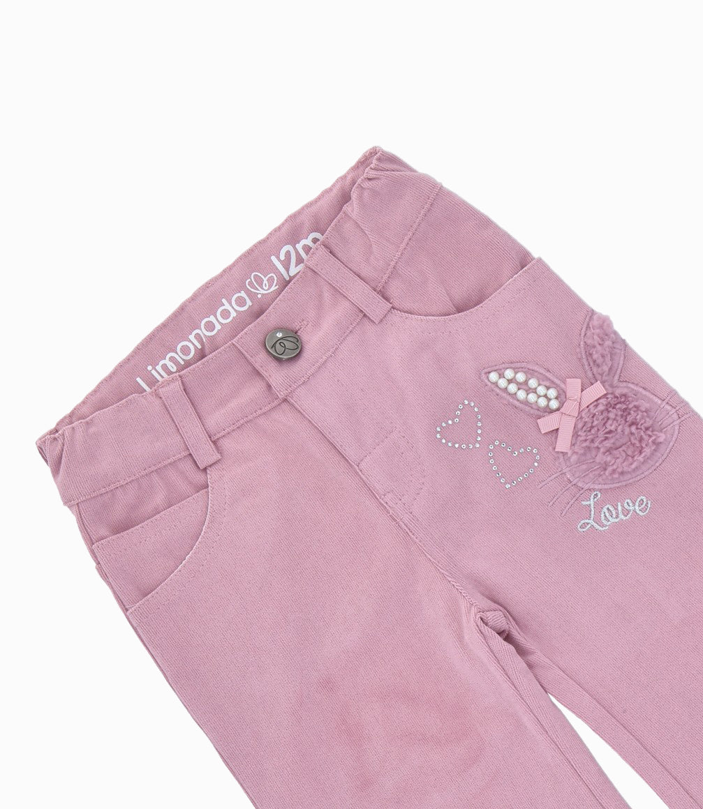 Pantalón bebé wide leg 3 meses / Palo Rosa