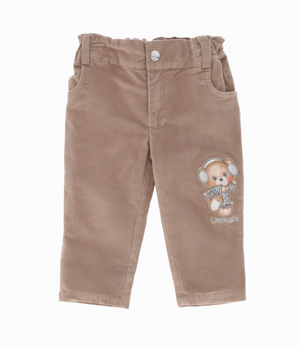 Pantalón bebé niña con osito 3 meses / Beige
