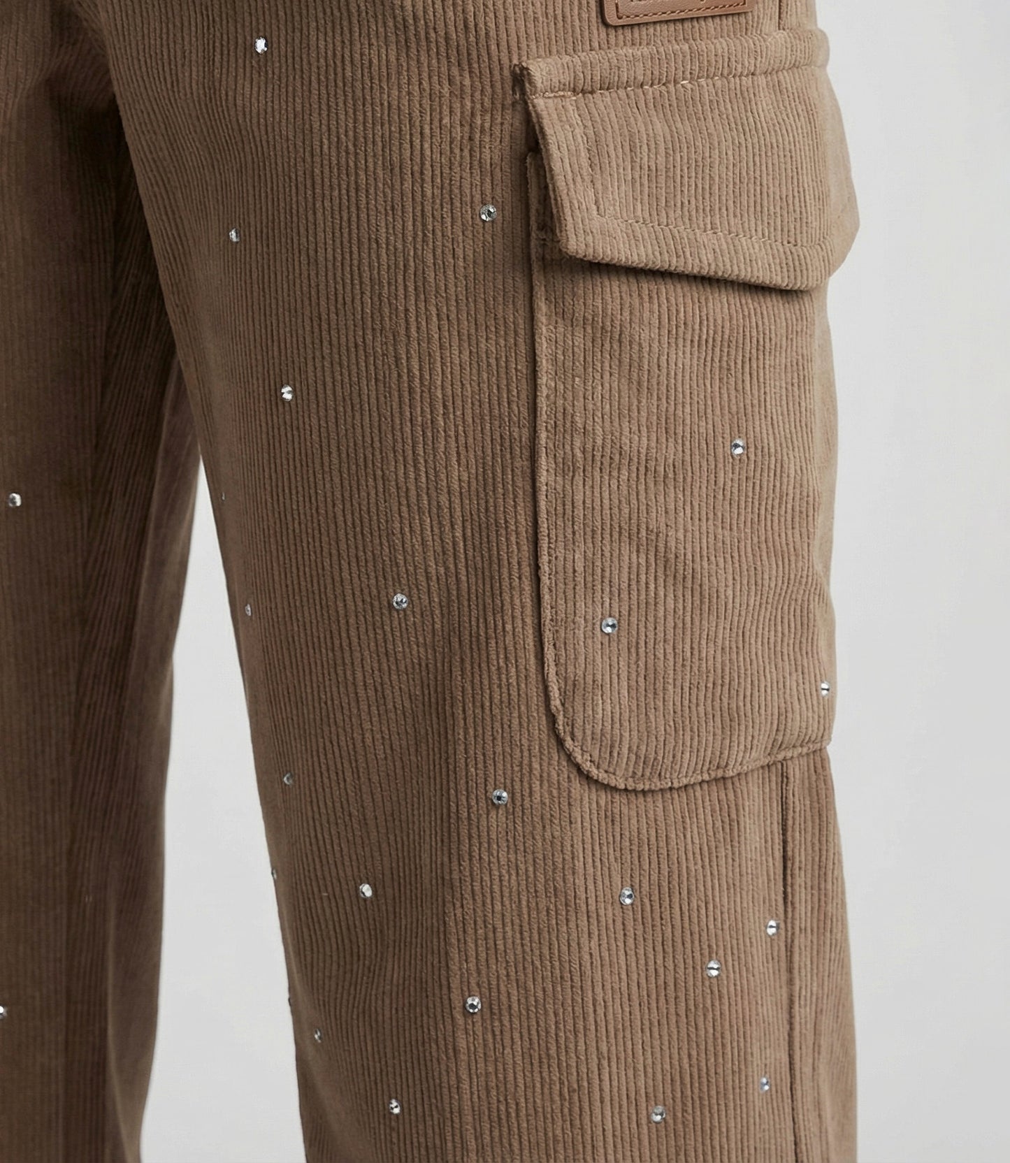 Pantalón bebé de cotelé con brillos 3 meses / Café