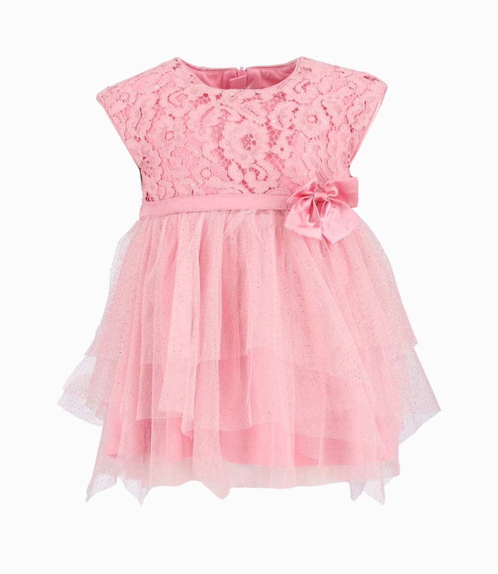 Vestido Con Tul Bebé Niña Rosado