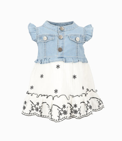 Vestido Bebé Con Vuelos 3 meses / Celeste