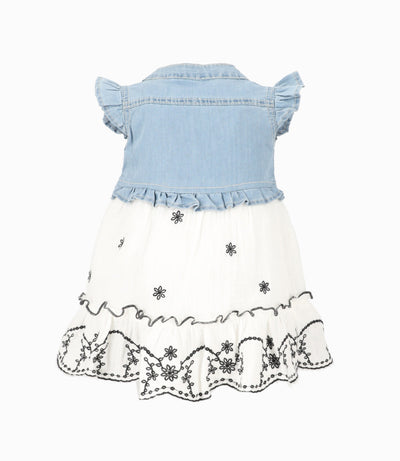 Vestido Bebé Con Vuelos 3 meses / Celeste