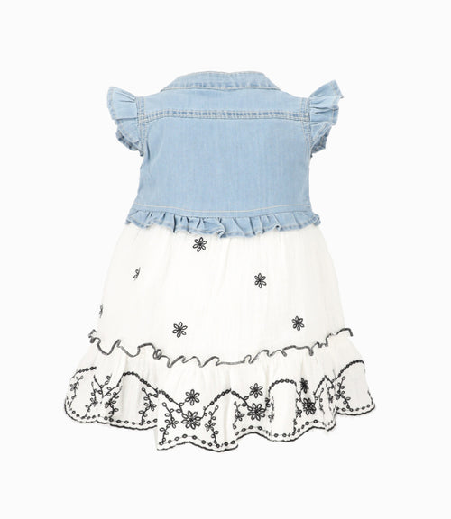 Vestido Bebé Con Vuelos 3 meses / Celeste