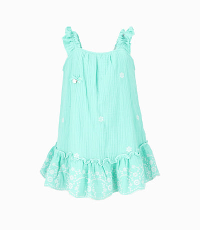 Vestido Bebé Con Flores Bordadas 3 meses / Menta