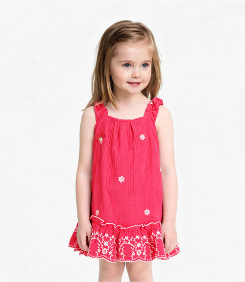 Vestido Bebé Con Flores Bordadas