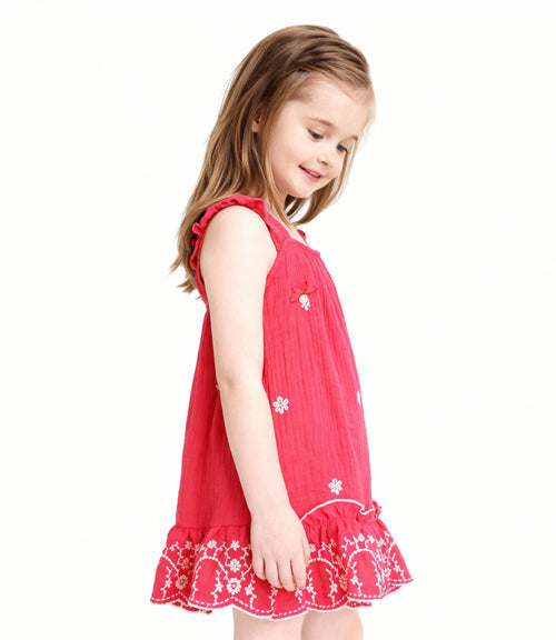 Vestido Bebé Con Flores Bordadas