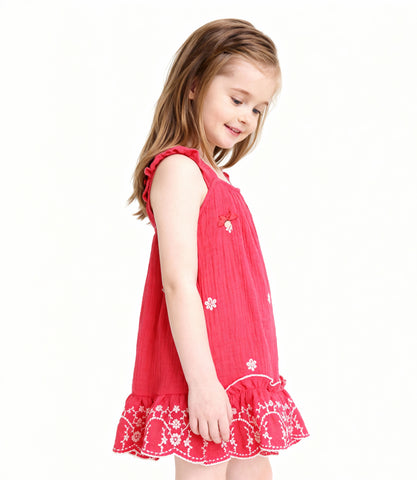 Vestido Bebé Con Flores Bordadas