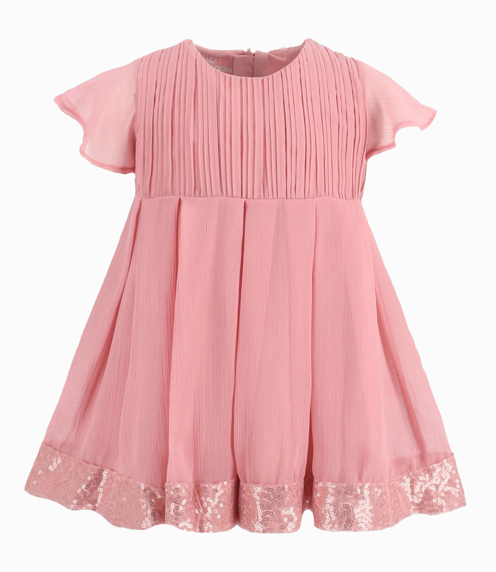 Vestido Bebé Con Vuelos 3 meses / Palo Rosa