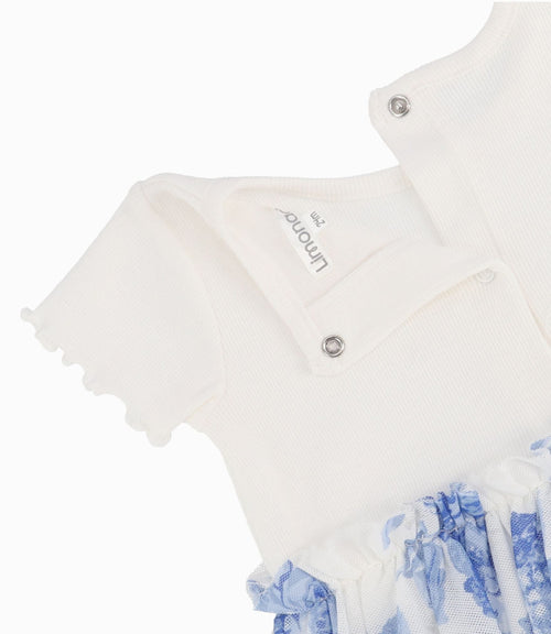 Vestido Bebé Con Flores 3 meses / Celeste