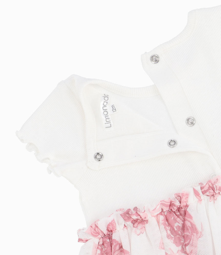 Vestido Bebé Con Flores 3 meses / Palo Rosa