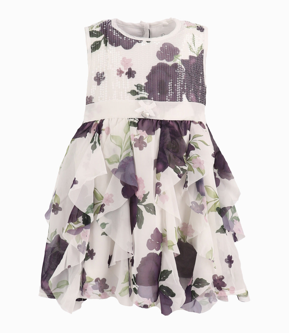 Vestido Bebé Con Vuelos Y Flores 3 meses / Morado