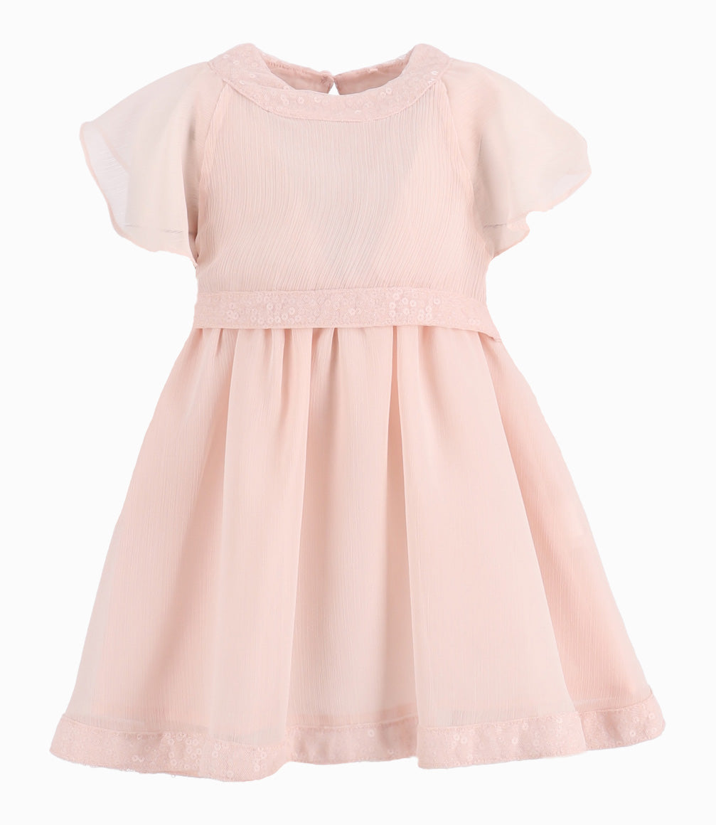 Vestido Bebé Con Vuelos 3 meses / Palo Rosa