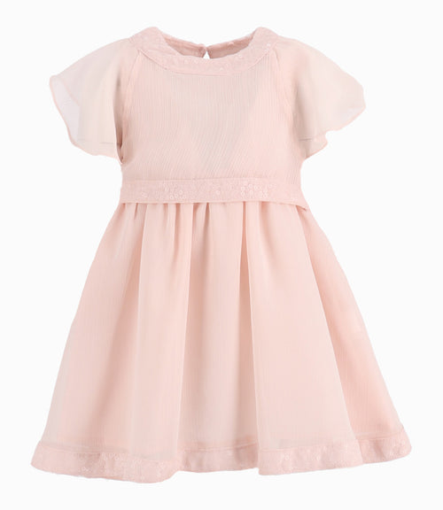 Vestido Bebé Con Vuelos 3 meses / Palo Rosa