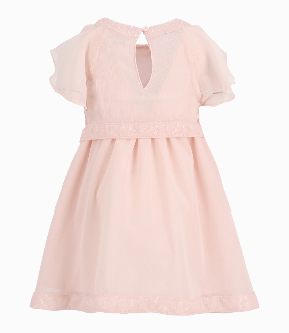 Vestido Bebé Con Vuelos 3 meses / Palo Rosa